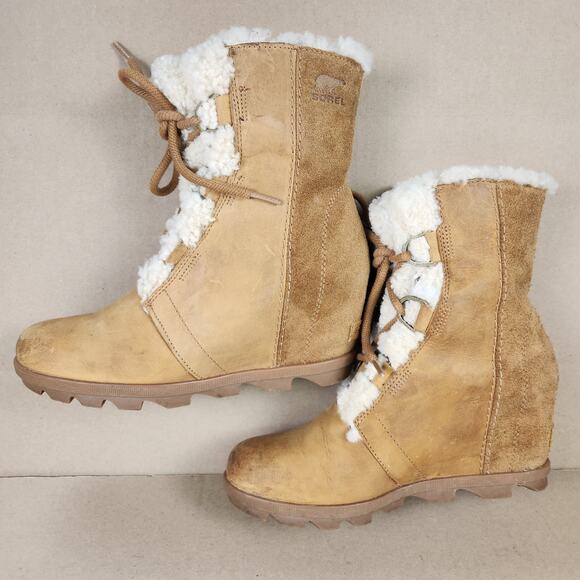 Sorel Women's Joan Of Arctic Wedge II Sherpa Camel Brown Boot Size 9.5 (EU 40.5) - Picture 9 of 13